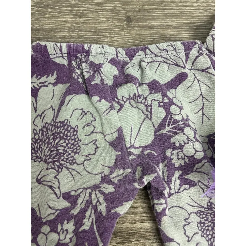 Giggle Moon Girls 6 Months Two Piece Outfit Purple Gray Blue Floral